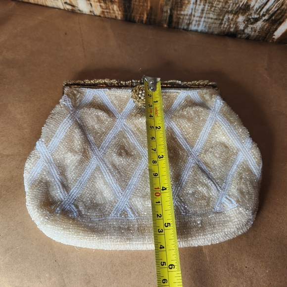 Vtg Ed Robinson 50s Glass Beaded Purse Hand Made in Belgium Evening Bag Clutch - Picture 4 of 14